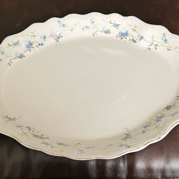 Buffalo China Platter Blue Flowers With Gold Swirl Detailing Marked 11 5/8" - Picture 1 of 4